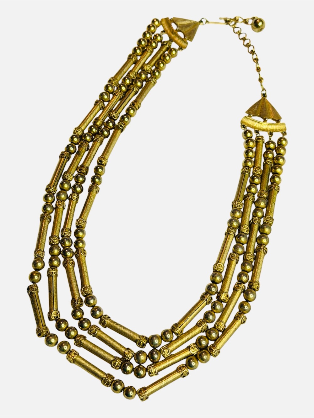 Vintage Gold tone Multi-Strand Beaded Necklace 1950’s 50’s